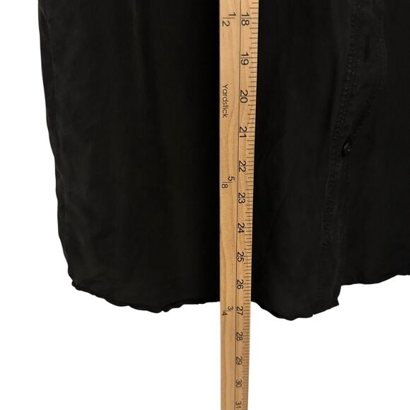 Croquet Clue Black 100% Silk Sleeveless Western Fringe Button Up Blouse Size M - Picture 3 of 7